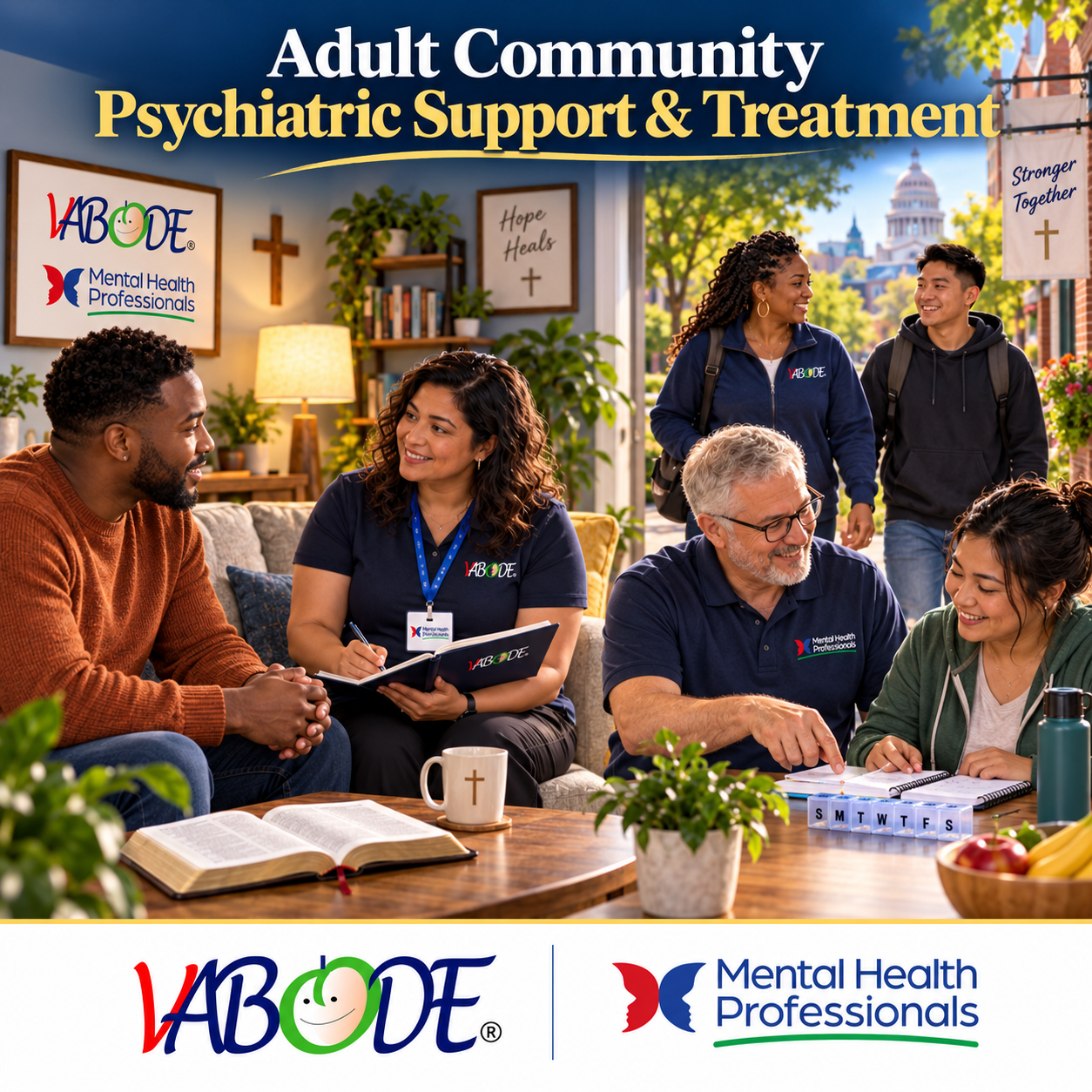Community mental health support illustration